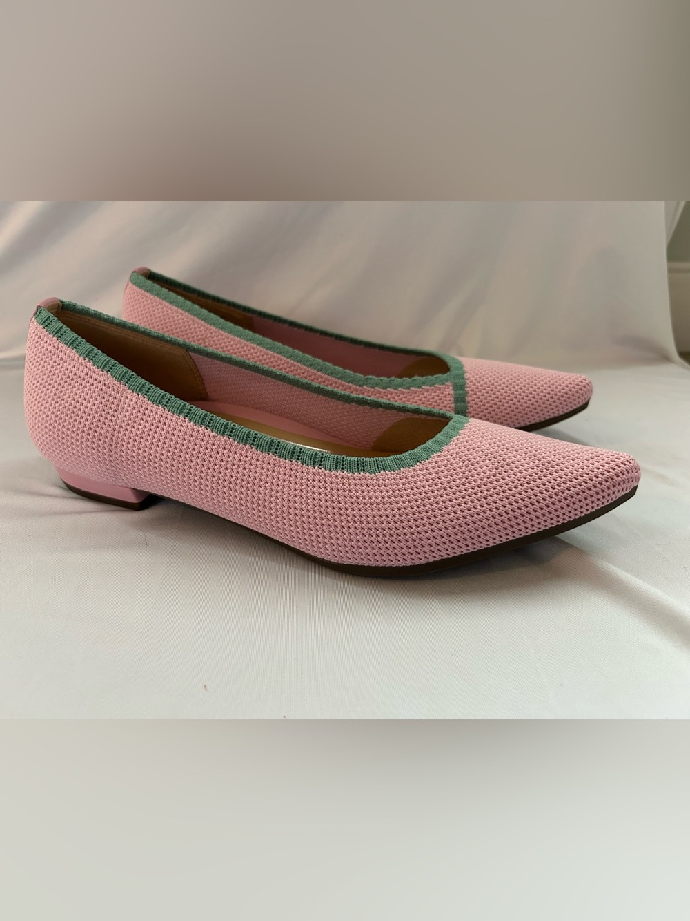 Vionic Dahlia Pink Knit Ballet Flats with Green Trim 9